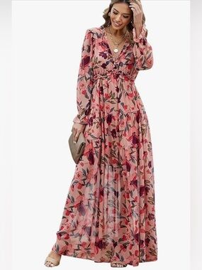 Lotus Floral Layered Maxi Tiered Dress